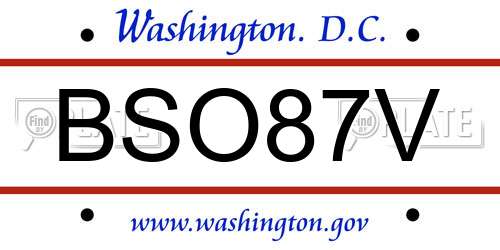 BSO87V District Of Columbia License Plate