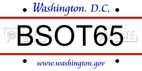 BSOT65 District Of Columbia License Plate