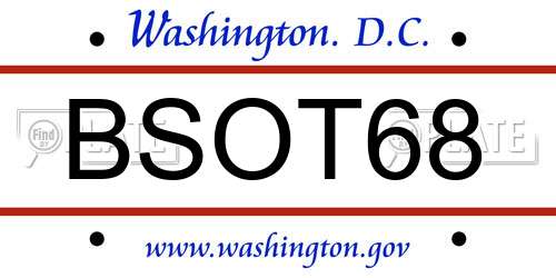 BSOT68 District Of Columbia License Plate