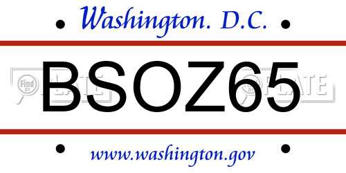 BSOZ65 District Of Columbia License Plate