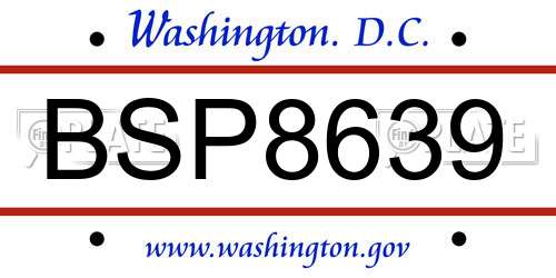 BSP8639 District Of Columbia License Plate
