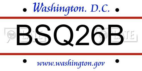 BSQ26B District Of Columbia License Plate