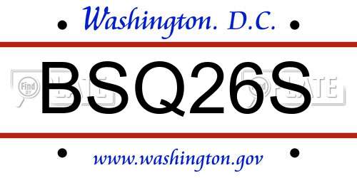 BSQ26S District Of Columbia License Plate