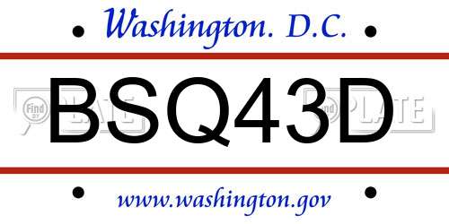 BSQ43D District Of Columbia License Plate