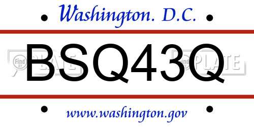BSQ43Q District Of Columbia License Plate