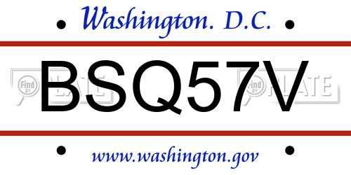 BSQ57V District Of Columbia License Plate