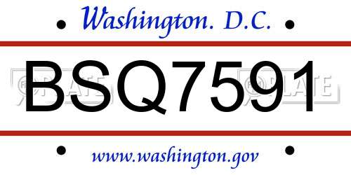 BSQ7591 District Of Columbia License Plate