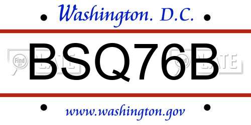 BSQ76B District Of Columbia License Plate