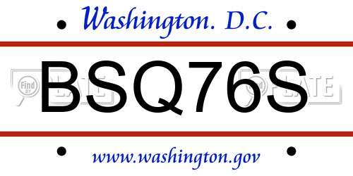 BSQ76S District Of Columbia License Plate