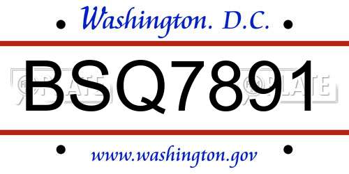 BSQ7891 District Of Columbia License Plate