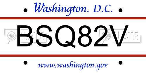 BSQ82V District Of Columbia License Plate