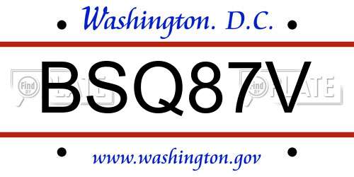BSQ87V District Of Columbia License Plate
