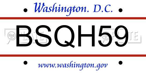 BSQH59 District Of Columbia License Plate