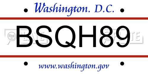 BSQH89 District Of Columbia License Plate