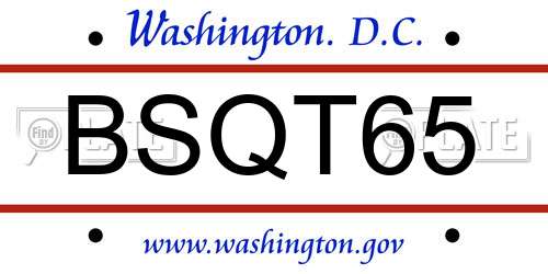 BSQT65 District Of Columbia License Plate