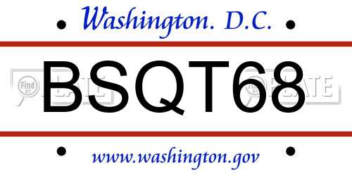 BSQT68 District Of Columbia License Plate