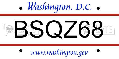 BSQZ68 District Of Columbia License Plate