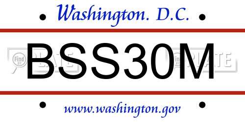 BSS30M District Of Columbia License Plate