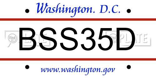 BSS35D District Of Columbia License Plate