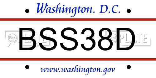 BSS38D District Of Columbia License Plate