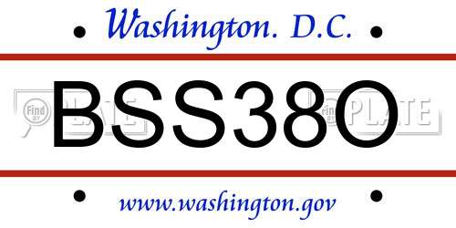 BSS38O District Of Columbia License Plate