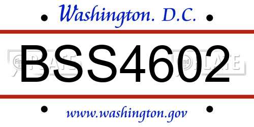 BSS4602 District Of Columbia License Plate