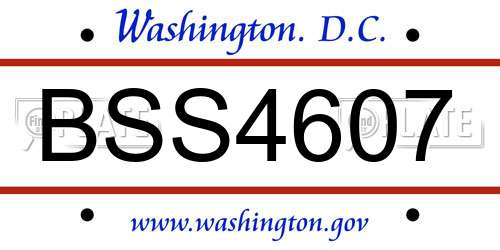 BSS4607 District Of Columbia License Plate