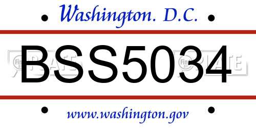 BSS5034 District Of Columbia License Plate