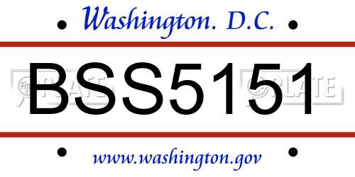 BSS5151 District Of Columbia License Plate