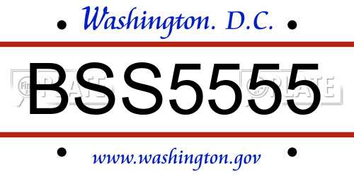 BSS5555 District Of Columbia License Plate
