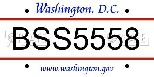 BSS5558 District Of Columbia License Plate