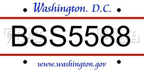 BSS5588 District Of Columbia License Plate