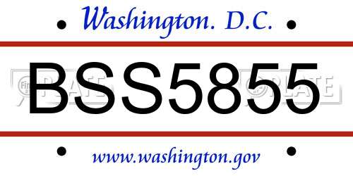 BSS5855 District Of Columbia License Plate