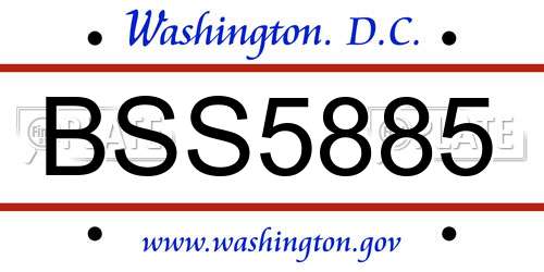 BSS5885 District Of Columbia License Plate
