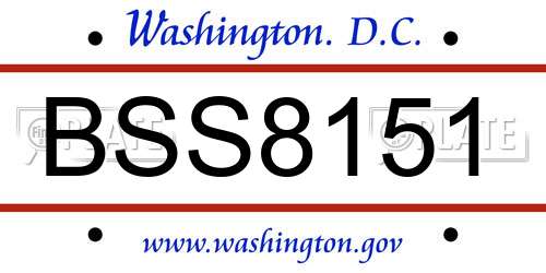BSS8151 District Of Columbia License Plate