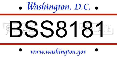 BSS8181 District Of Columbia License Plate