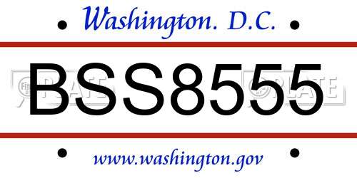 BSS8555 District Of Columbia License Plate