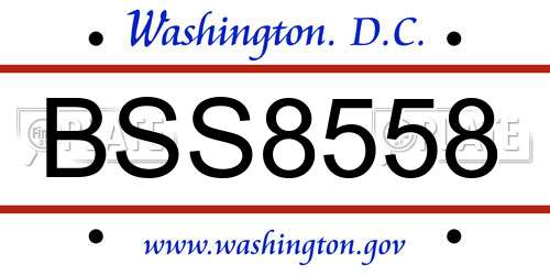 BSS8558 District Of Columbia License Plate