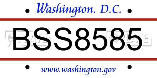 BSS8585 District Of Columbia License Plate