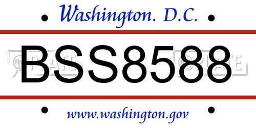 BSS8588 District Of Columbia License Plate