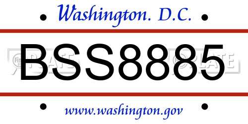 BSS8885 District Of Columbia License Plate