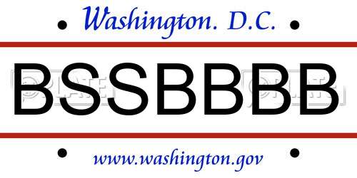 BSSBBBB District Of Columbia License Plate