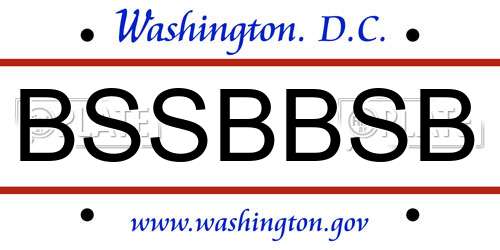 BSSBBSB District Of Columbia License Plate