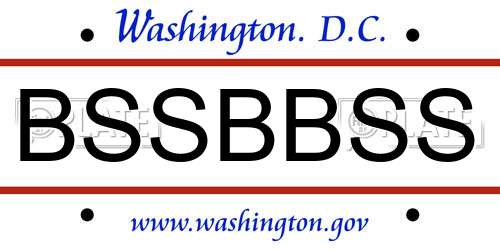 BSSBBSS District Of Columbia License Plate