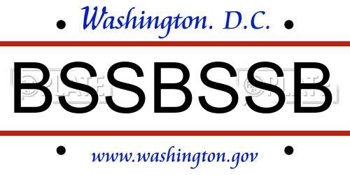 BSSBSSB District Of Columbia License Plate