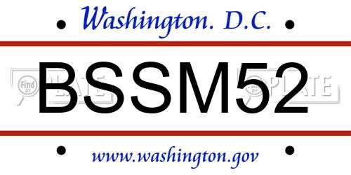 BSSM52 District Of Columbia License Plate