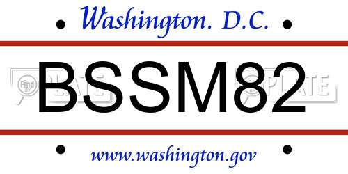 BSSM82 District Of Columbia License Plate