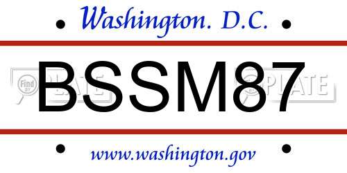 BSSM87 District Of Columbia License Plate
