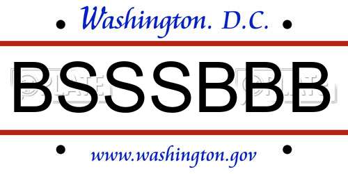 BSSSBBB District Of Columbia License Plate