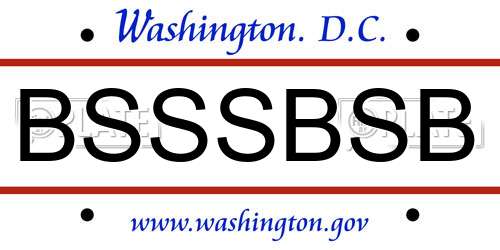 BSSSBSB District Of Columbia License Plate